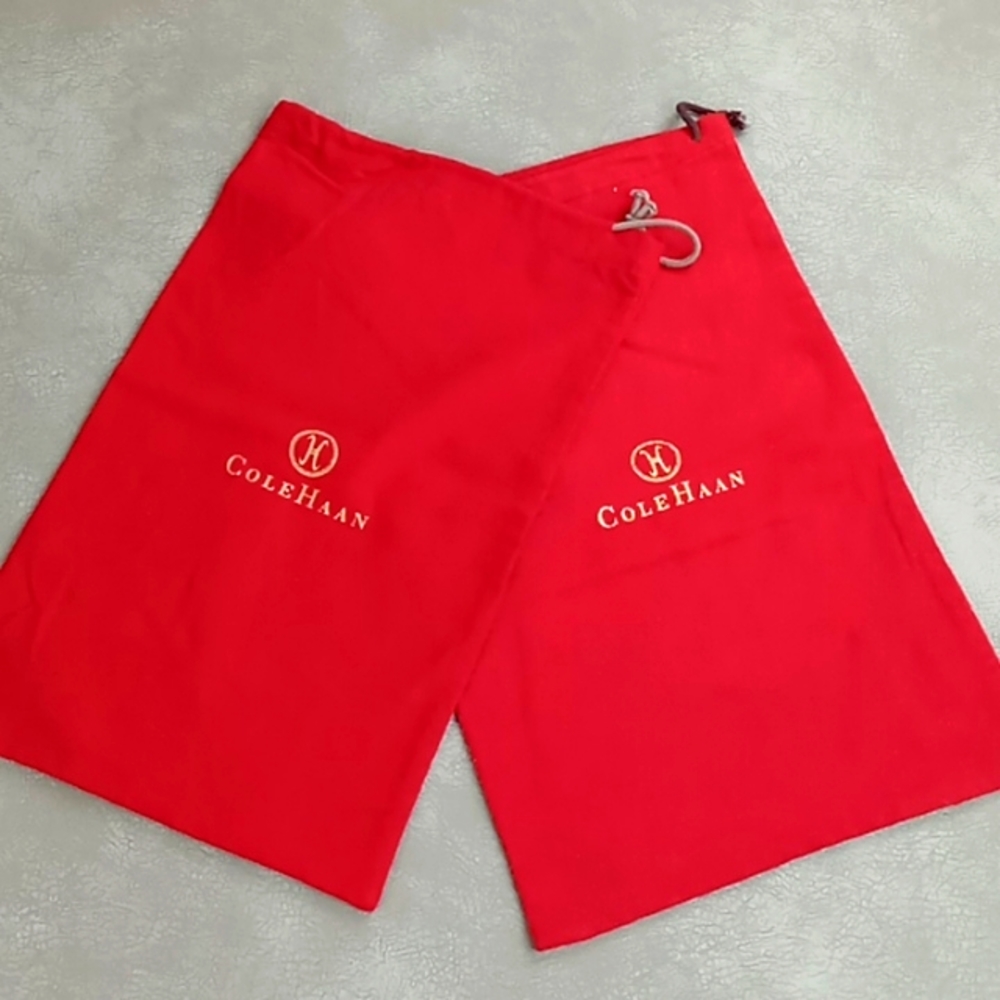 Cole Haan Red Flannel Drawstring Dust Bags Set Of 2